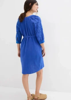 bonprix Bekleidung·Blazer|Umstandsmode|Umstandskleid aus reinem Baumwoll- Musselin edelsteinblau