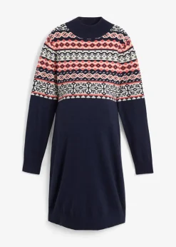 bonprix Bekleidung·Blazer|Umstandsmode|Umstandskleid aus Strick dunkelblau norwegermuster