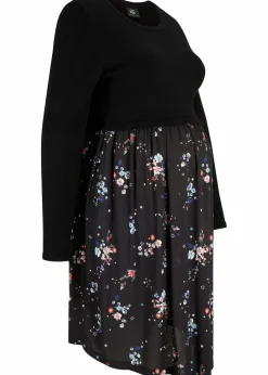 bonprix Bekleidung·Blazer|Nachhaltigere Materialien|Umstandskleid aus Strick und Viskose schwarz geblümt