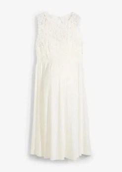 bonprix Bekleidung·Blazer|Umstandsmode|Umstandskleid mit Spitze aus Jersey wollweiß