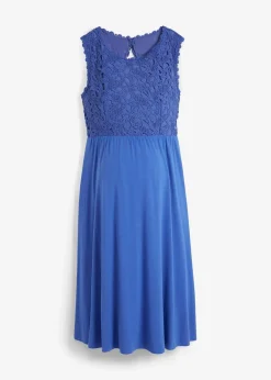bonprix Nachhaltigere Materialien|Umstandsmode|Umstandskleid mit Spitze aus Jersey blau