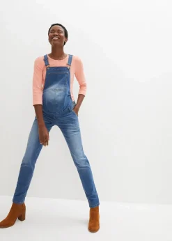 bonprix Bekleidung·Blazer|Umstandsmode|Umstands-Latzhose, Straight Leg hellblau denim