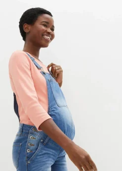 bonprix Bekleidung·Blazer|Umstandsmode|Umstands-Latzhose, Straight Leg hellblau denim