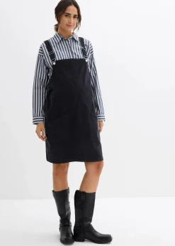 bonprix Bekleidung·Blazer|Umstandsmode|Umstands-Latzkleid aus Baumwoll-Cord mit Stretch dunkelgrau