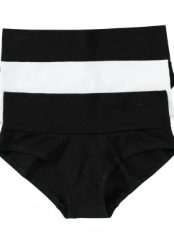 bonprix Umstandsmode|Nachhaltigere Materialien|Umstandspanty mit Bio-Baumwolle (3er Pack) schwarz + schwarz + weiß