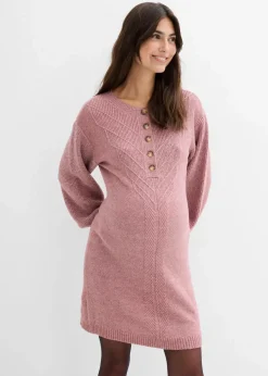 bonprix Bekleidung·Blazer|Umstandsmode|Umstandsstrick- und Stillstrickkleid mit langer Knopfleiste dunkelrose