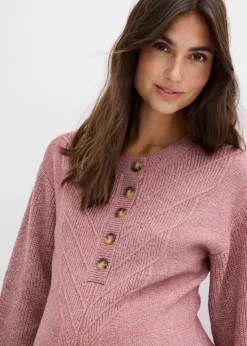bonprix Bekleidung·Blazer|Umstandsmode|Umstandsstrick- und Stillstrickkleid mit langer Knopfleiste dunkelrose