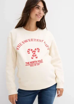 bonprix Bekleidung·Blazer|Umstandsmode|Umstands-und Stillsweatshirt aus weicher Bio-Baumwolle naturbeige/lavarot