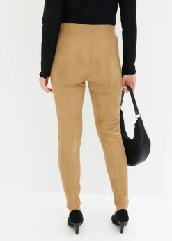 bonprix Bekleidung·Kleider|Hosen|Velourlederimitat-Hose mit Bequembund khakibraun