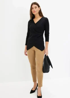 bonprix Bekleidung·Kleider|Hosen|Velourlederimitat-Hose mit Bequembund khakibraun