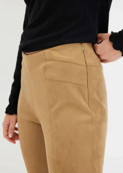 bonprix Bekleidung·Kleider|Hosen|Velourlederimitat-Hose mit Bequembund khakibraun