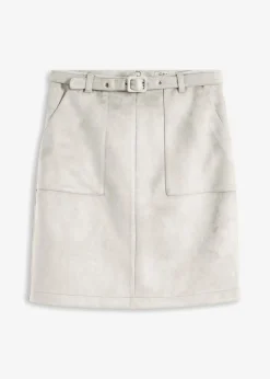 Velourlederimitat-Rock mit Gürtel|bonprix Best