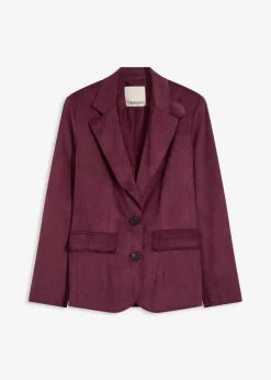 bonprix Blazer|Bekleidung·Basics|Velourslederimitat-Blazer weinrot