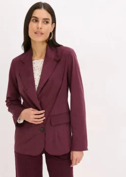 bonprix Blazer|Bekleidung·Basics|Velourslederimitat-Blazer weinrot
