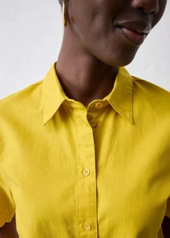 bonprix Blusen & Tuniken|Premium|verkürzte Hemdbluse mit Seidenanteil lemoncurry