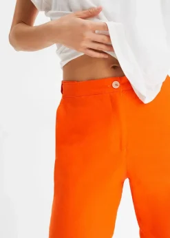 Verkürzte High-Waist-Hose aus Leinen-Viskose-Mix|bonprix Hot