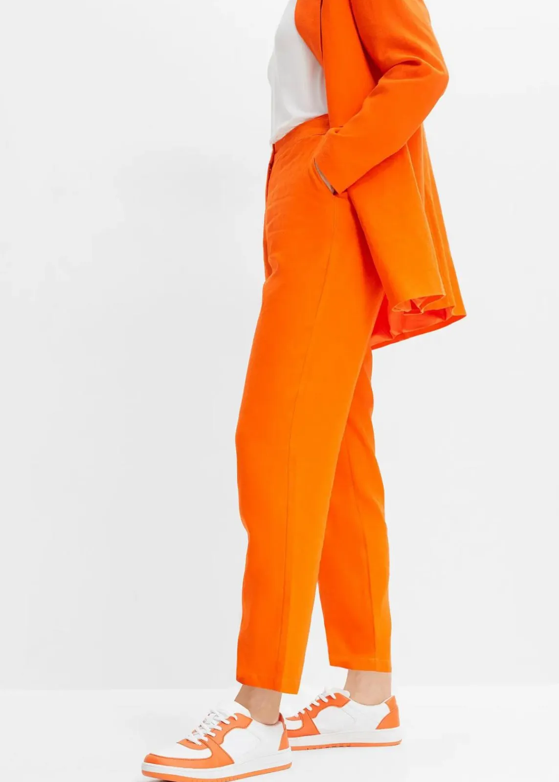 Verkürzte High-Waist-Hose aus Leinen-Viskose-Mix|bonprix Hot