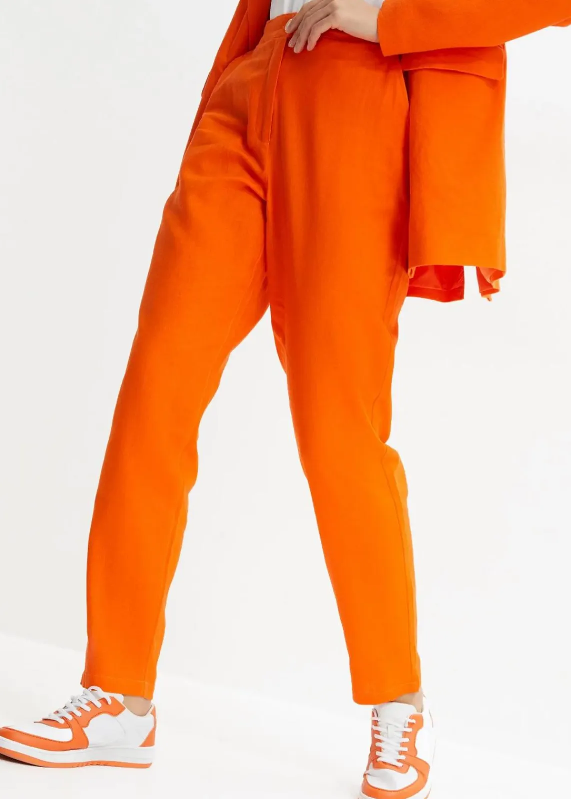 Verkürzte High-Waist-Hose aus Leinen-Viskose-Mix|bonprix Hot