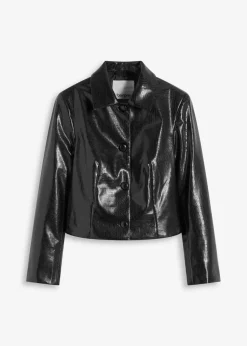 Verkürzte Lederimitat-Jacke mit glossy Krokoprägung|bonprix Online