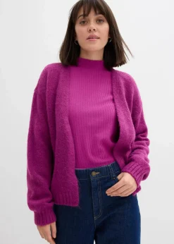 bonprix Bekleidung·Umstandsmode|Strickmode|Verkürzte Oversize Grobstrickjacke dunkelfuchsia