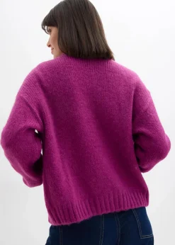 bonprix Bekleidung·Umstandsmode|Strickmode|Verkürzte Oversize Grobstrickjacke dunkelfuchsia