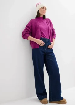 bonprix Bekleidung·Umstandsmode|Strickmode|Verkürzte Oversize Grobstrickjacke dunkelfuchsia