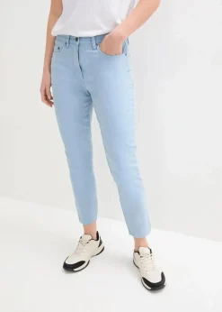 bonprix Hosen|Bekleidung·Kleider|Verkürzte Twill-Hose im Used-Look hellblau