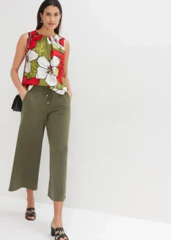 bonprix Bekleidung·Jacken & Mäntel|Blusen & Tuniken|Viskose Blusentop erdbeere/dunkelkhaki floral