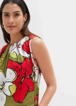 bonprix Bekleidung·Jacken & Mäntel|Blusen & Tuniken|Viskose Blusentop erdbeere/dunkelkhaki floral