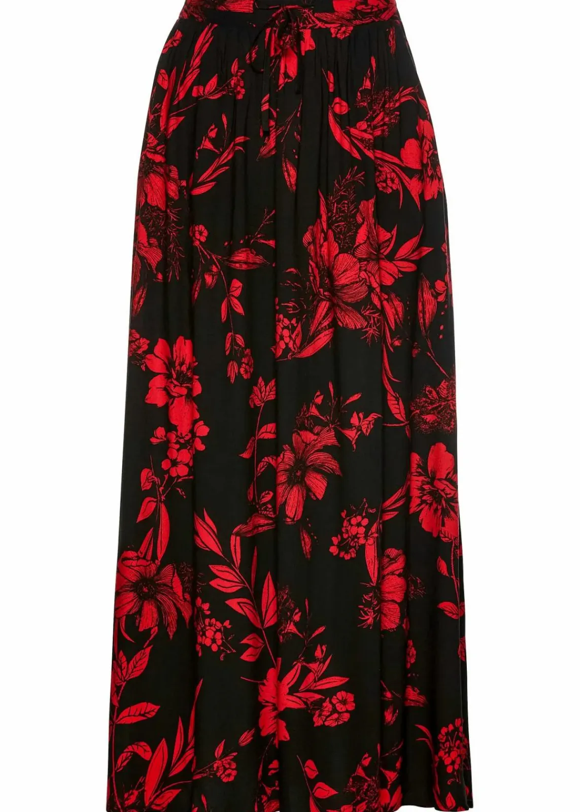 bonprix Röcke|Bekleidung·Sportbekleidung|Viskose Maxirock schwarz/rot floral