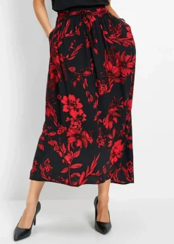 bonprix Röcke|Bekleidung·Sportbekleidung|Viskose Maxirock schwarz/rot floral