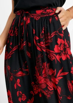 bonprix Röcke|Bekleidung·Sportbekleidung|Viskose Maxirock schwarz/rot floral