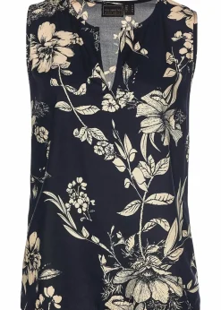 bonprix Shirts & Tops|Viskose Top dunkelblau/kieselbeige floral