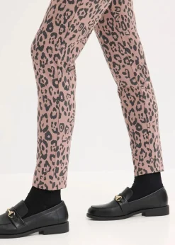 bonprix Bekleidung·Kleider|Hosen|Viskose-Schlupfhose aus Punto di Roma matt braun/anthrazit leo bedruckt