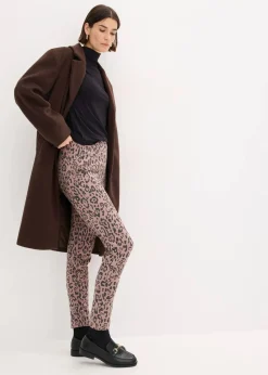 bonprix Bekleidung·Kleider|Hosen|Viskose-Schlupfhose aus Punto di Roma matt braun/anthrazit leo bedruckt