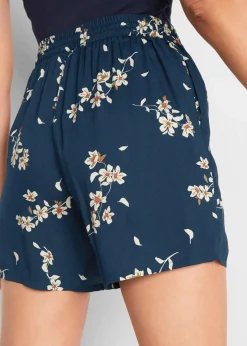 bonprix Bekleidung·Outdoorbekleidung|Bekleidung·Kleider|Viskose-Shorts mit Bindegürtel (2er Pack) dunkelblau geblümt+dunkeloliv uni
