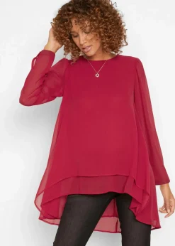 bonprix Blusen & Tuniken|Bekleidung·Jacken & Mäntel|Vokuhila Long-Tunika abendrot