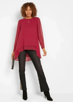 bonprix Blusen & Tuniken|Bekleidung·Jacken & Mäntel|Vokuhila Long-Tunika abendrot