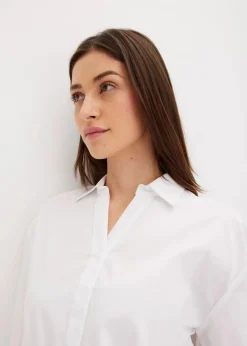 Vokuhila-Bluse aus Baumwoll-Mix|bonprix