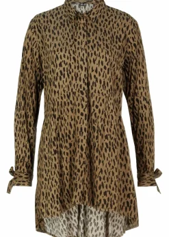 bonprix Bekleidung·Jacken & Mäntel|Blusen & Tuniken|Vokuhila-Bluse aus reiner Viskose schwarz/oliv bedruckt