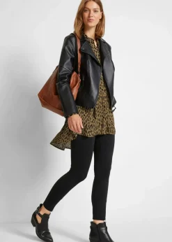 bonprix Bekleidung·Jacken & Mäntel|Blusen & Tuniken|Vokuhila-Bluse aus reiner Viskose schwarz/oliv bedruckt