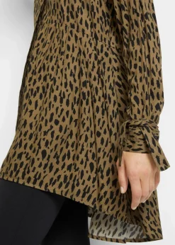 bonprix Bekleidung·Jacken & Mäntel|Blusen & Tuniken|Vokuhila-Bluse aus reiner Viskose schwarz/oliv bedruckt