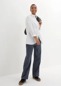 bonprix Bekleidung·Jacken & Mäntel|Blusen & Tuniken|Vokuhila-Bluse in reiner Baumwolle weiß