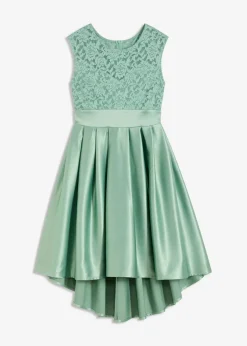 Vokuhila-Kleid aus glänzendem Satin mit Spitze|bonprix Clearance