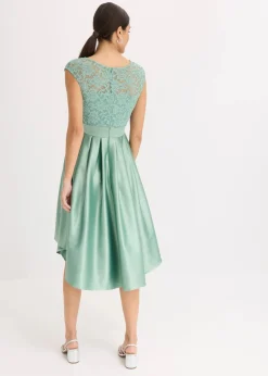 Vokuhila-Kleid aus glänzendem Satin mit Spitze|bonprix Clearance