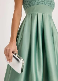 Vokuhila-Kleid aus glänzendem Satin mit Spitze|bonprix Clearance