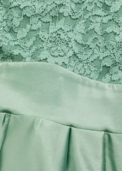 Vokuhila-Kleid aus glänzendem Satin mit Spitze|bonprix Clearance