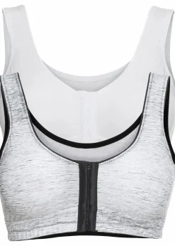 bonprix Große Cups D-H|Nachhaltigere Materialien|Vorderverschluss-BH ohne Bügel mit Bio-Baumwolle (2er-Pack) weiß bedruckt + weiß