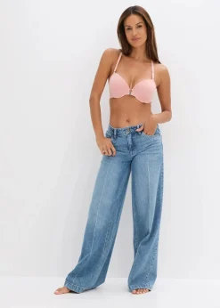 bonprix Bhs|Baumwollunterwäsche|Vorderverschluss-Schalen BH mit Bügel mit Baumwolle (2er Pack) antikrosa + weiß