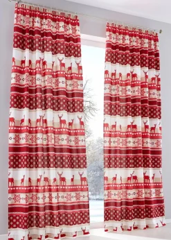 bonprix Vorhänge|Weihnachtsdeko & -Textilien·Gardinen|Vorhang mit Elch Druck(1er Pack) rot